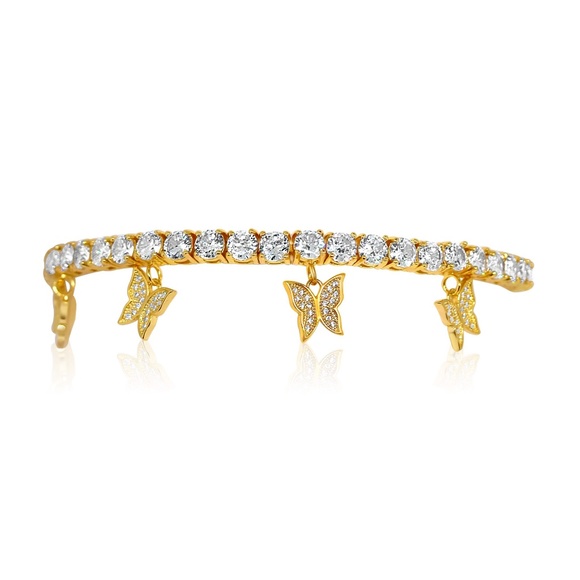 5MM Gold Butterfly Drip Anklet - Picture 1 of 2